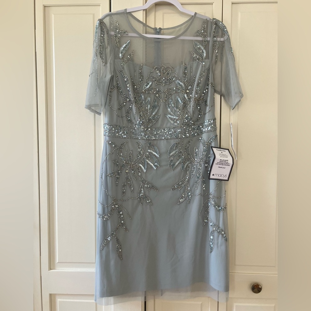 Adrianna Papell Frosted Sage Embellished Dress - Picture 3 of 8